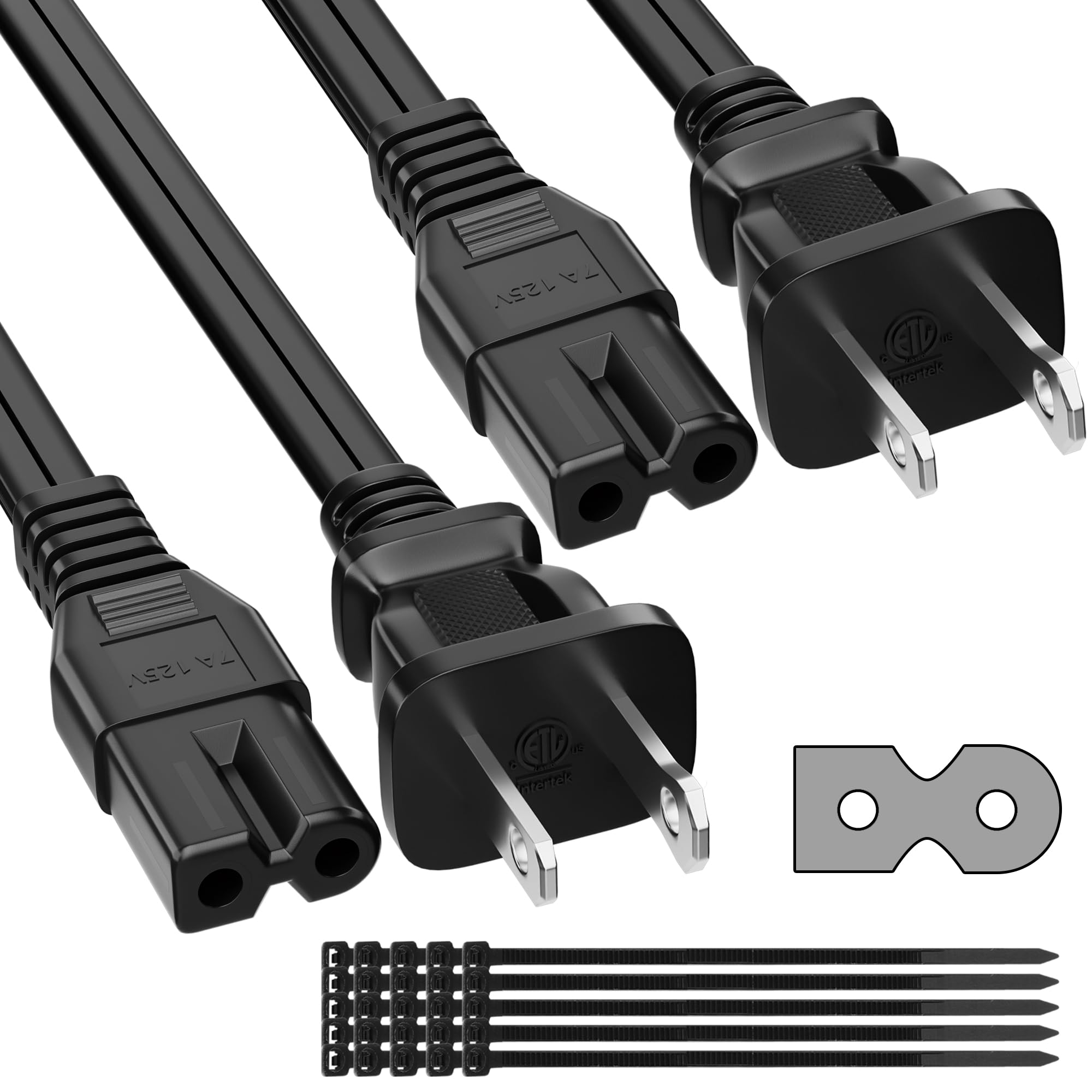 Amazon.com: 2 Prong AC Power Cord 10FT (2-Pack), Polarized Cable